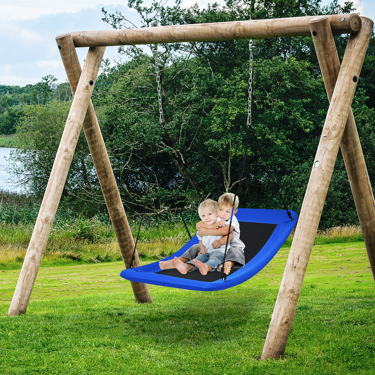 700lb Giant 60 Inch Platform Tree Swing for Kids and Adults-Multicolor