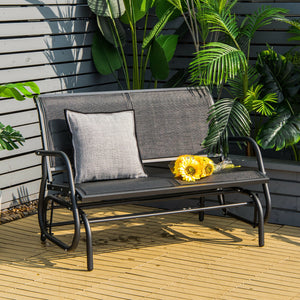 Swing Glider Chair 48 Inch Loveseat Rocker Lounge Backyard-Brown
