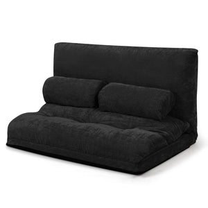 6-Position Adjustable Sleeper Lounge Couch with 2 Pillows-Beige