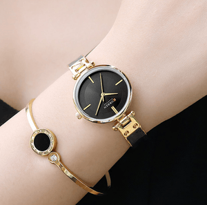 Womens Elegant Stainless Steel Watch With Ceramic Bracelet In Shimmering Marble Colors