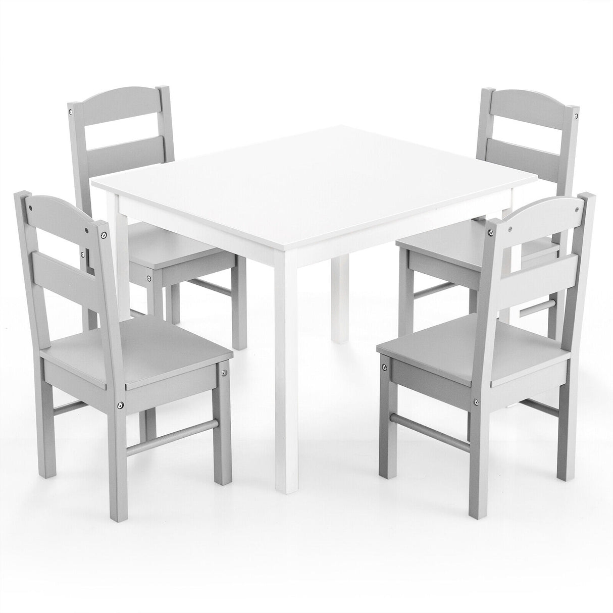 5 pcs Kids Pine Wood Multicolor Table Chair Set