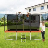 8 x 14 Feet Rectangular Recreational Trampoline with Safety Enclosure Net and Ladder-Blue
