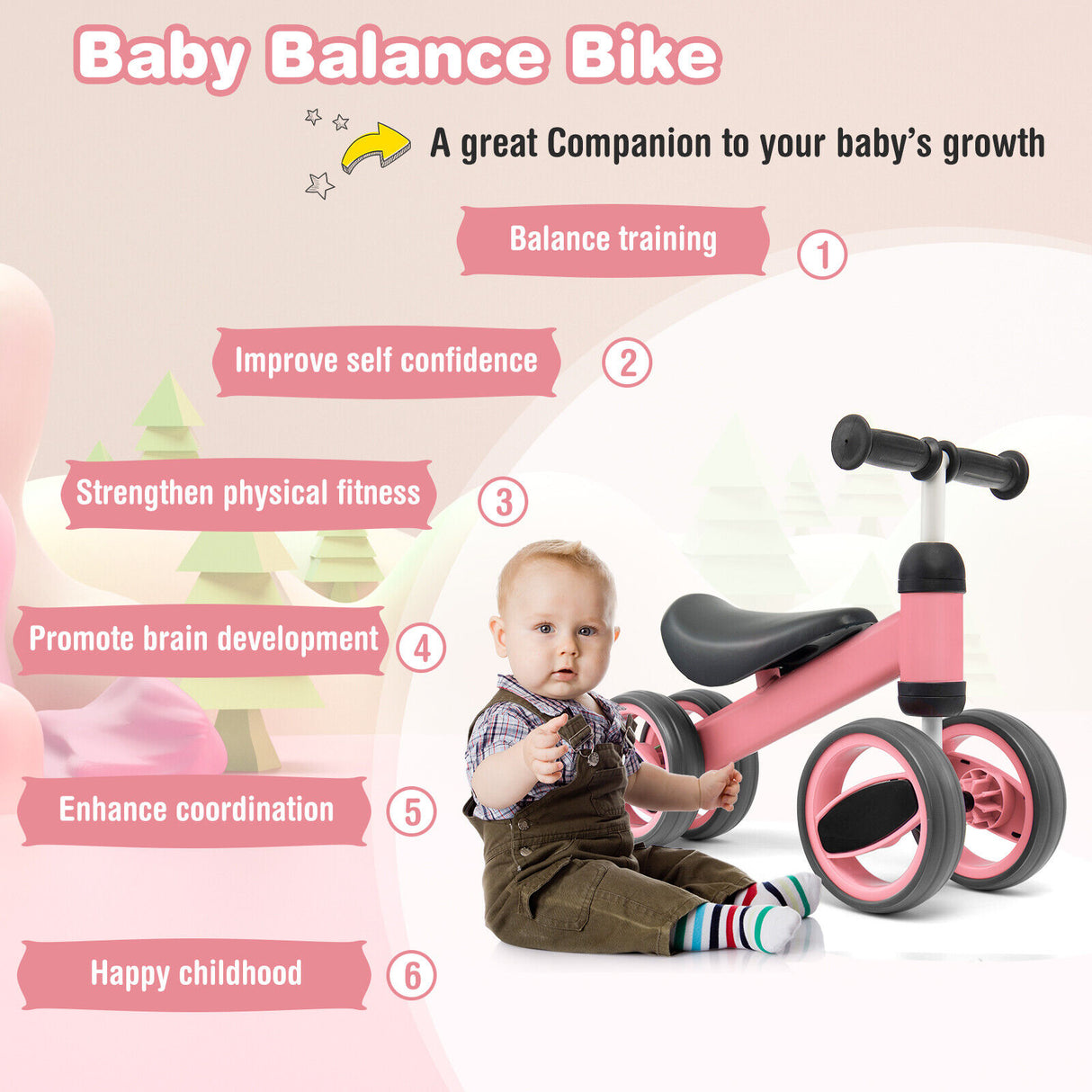 4 Wheels Baby Balance Bike Toy-Blue