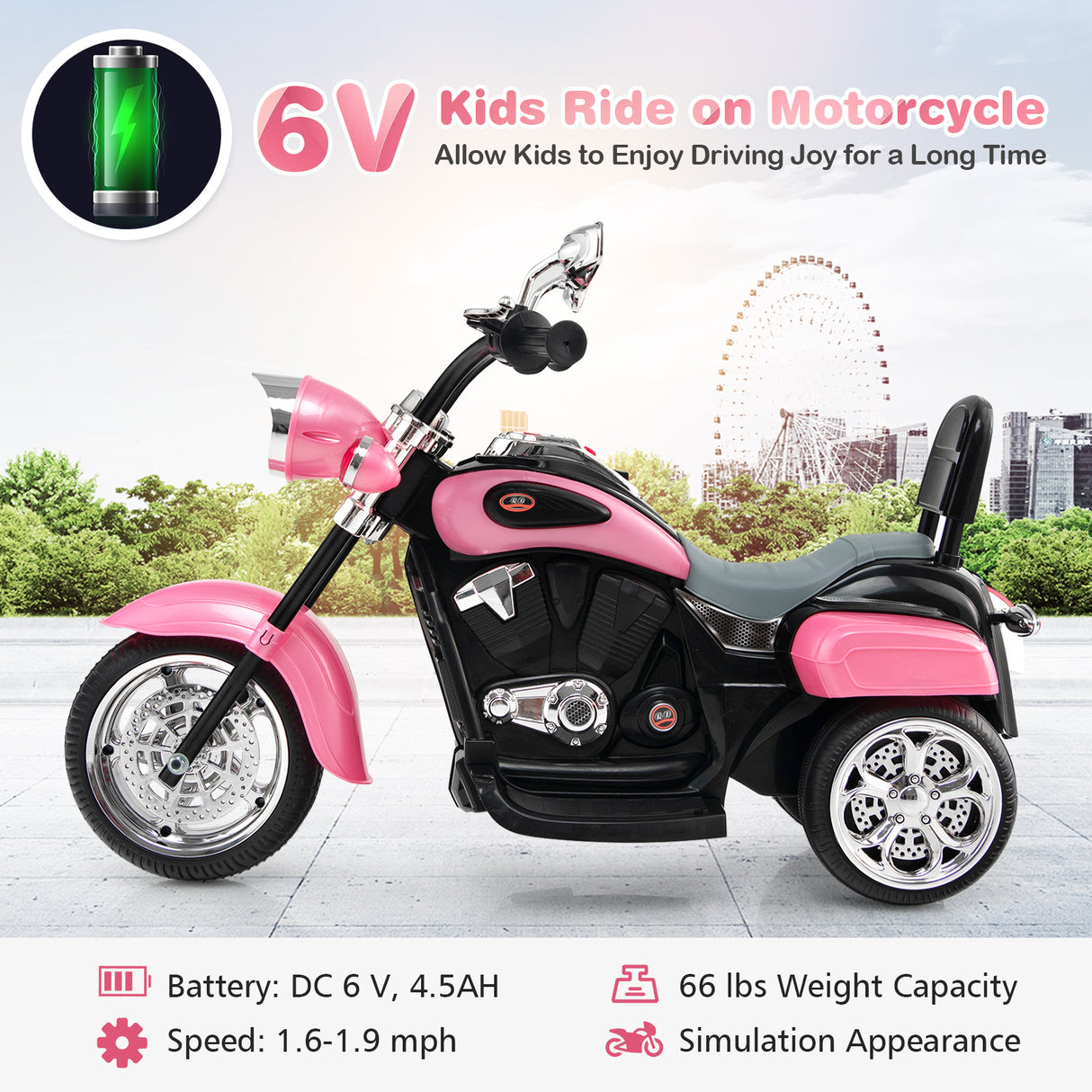 6V 3 Wheel Kids Motorcycle-Blue