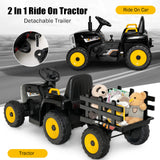 12V Ride on Tractor with 3-Gear-Shift Ground Loader for Kids 3+ Years Old-Green