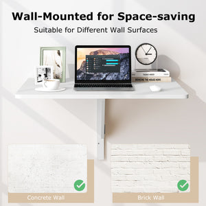31.5 x 23.5 Inch Wall Mounted Folding Table for Small Spaces-White