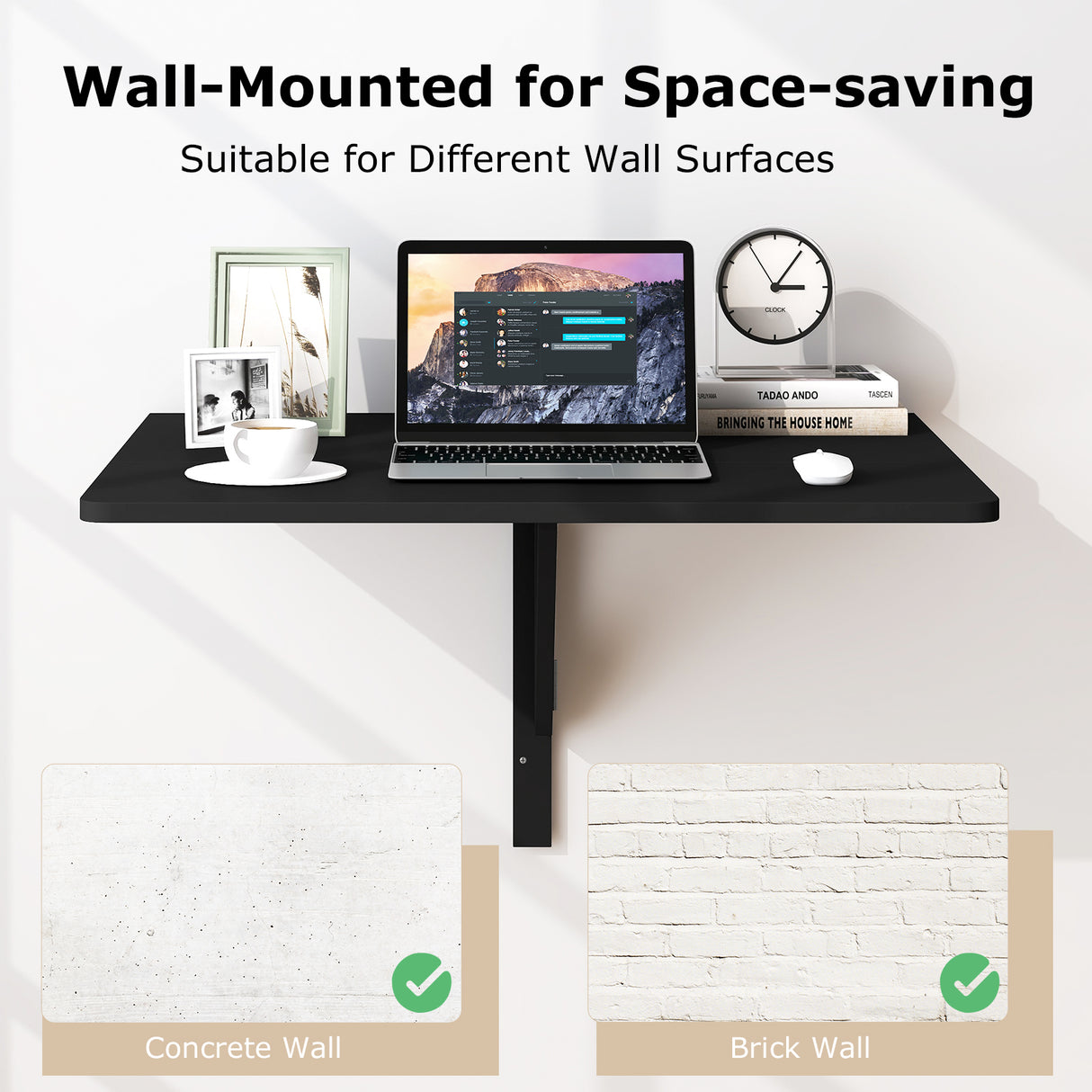 31.5 x 23.5 Inch Wall Mounted Folding Table for Small Spaces-White
