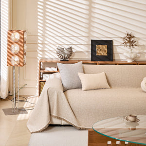 Natural Textured Linen Couch Cover, Breathable & Hypoallergenic Furniture Protector