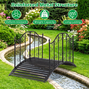 3.9 ft Garden Metal Bridge with Dual Patterned Side Rails