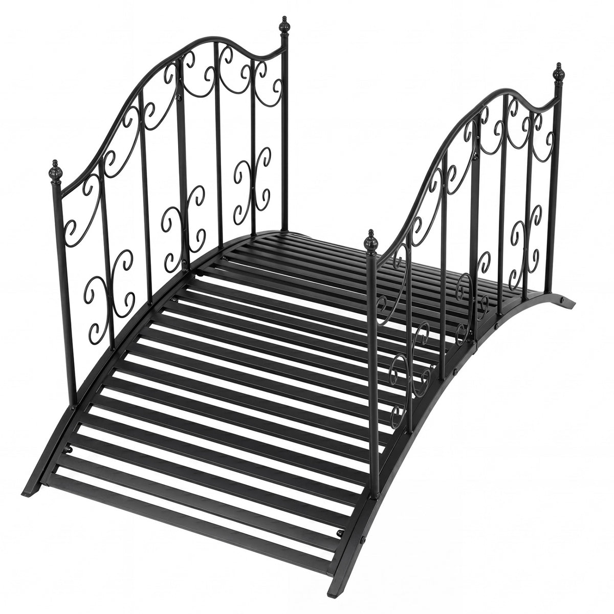 3.9 ft Garden Metal Bridge with Dual Patterned Side Rails