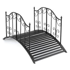 3.9 ft Garden Metal Bridge with Dual Patterned Side Rails