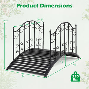 3.9 ft Garden Metal Bridge with Dual Patterned Side Rails