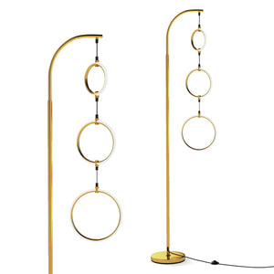 3-Circle Dimmable LED Floor Lamp with Foot Pedal Switch 3 Color Temperatures-Golden