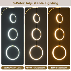 3-Circle Dimmable LED Floor Lamp with Foot Pedal Switch 3 Color Temperatures-Golden