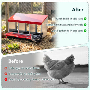 3-Compartment Roll Away Metal Chicken Nesting Box for Hens-Red