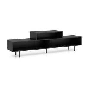 3 Cubby TV Stand for TVs up to 70 Inch Entertainment Center with Open Storage Compartments-Black