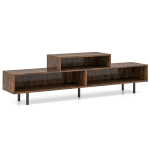 3 Cubby TV Stand for TVs up to 70 Inch with Open Storage Compartments-Rustic Brown