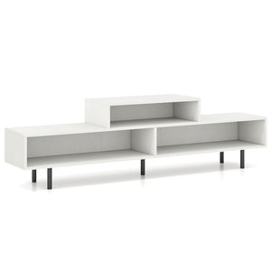 3 Cubby TV Stand for TVs up to 70 Inch with Open Storage Compartments-White