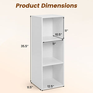 3-Cube Bookcase with 2 Anti-tipping Kits and Cubby Storage Organizer for Home Office-White