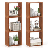 3 Cube Bookcases Solid Wood Stacking Storage Organizers with Open Slatted Design