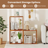 3 Cube Bookcases Solid Wood Stacking Storage Organizers with Open Slatted Design