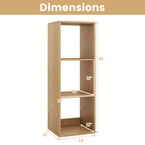 3 Cube Bookshelf with Back Guardrail for Living Room Bedroom-Natrual