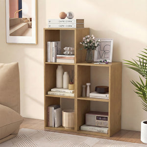 3 Cube Bookshelf with Back Guardrail for Living Room Bedroom-Natrual