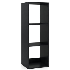 3 Cube Bookshelf with Back Guardrail for Living Room Bedroom-Black