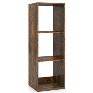 3 Cube Bookshelf with Back Guardrail for Living Room Bedroom-Brown
