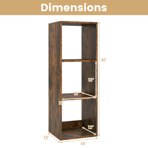 3 Cube Bookshelf with Back Guardrail for Living Room Bedroom-Brown