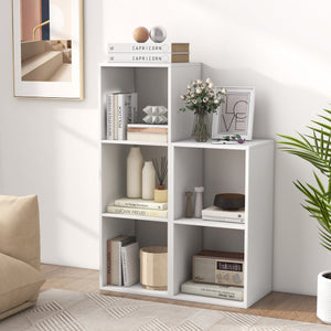 3 Cube Bookshelf with Back Guardrail for Living Room Bedroom-White