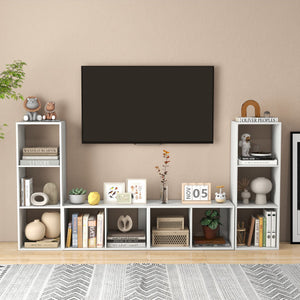 3 Cube Bookshelf with Back Guardrail for Living Room Bedroom-White