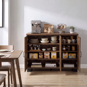 3-Door Buffet Sideboard with Adjustable Shelves and Anti-Tipping Kits-Brown