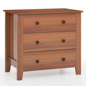 3 Drawer Dresser Chest of Drawers Bedside Table-Walnut
