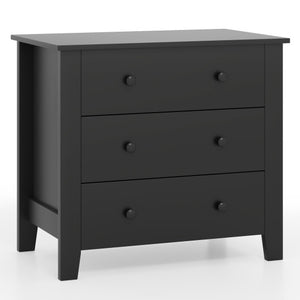 3 Drawer Dresser Chest of Drawers Bedside Table-Black Wood Grain