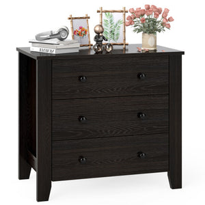3-Drawer Dresser Wide Chest of Drawers Modern Large Nightstand Closet Storage Organizer-Dark Brown