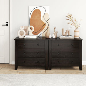 3-Drawer Dresser Wide Chest of Drawers Modern Large Nightstand Closet Storage Organizer-Dark Brown