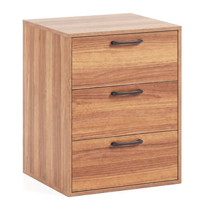 3 Drawer Nightstand with Wood Grain Finish and Storage for Living Room Bedroom Study-Walnut