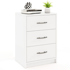3 Drawer Nightstand with Storage for Living Room-White