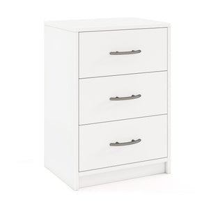 3 Drawer Nightstand with Storage for Living Room-White