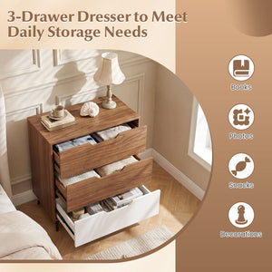 3-Drawer Rustic Farmhouse Wooden Storage Dresser-Walnut