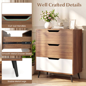 3-Drawer Rustic Farmhouse Wooden Storage Dresser-Walnut