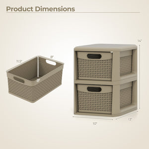 3-Drawer Storage Organizer with Wicker Patterns-Black