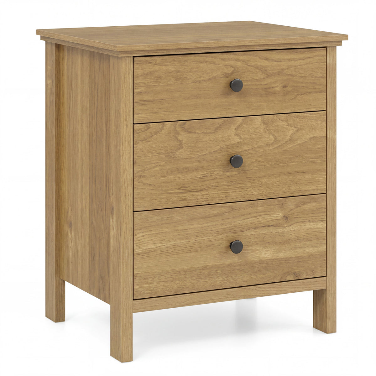 3-Drawer Wooden Nightstand Modern Bedside Table-Natural