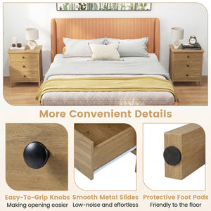3-Drawer Wooden Nightstand Modern Bedside Table-Natural