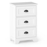 3 Drawers End Storage Wood Side Nightstand-Black