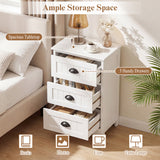 3 Drawers End Storage Wood Side Nightstand-Black