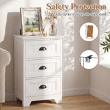 3 Drawers End Storage Wood Side Nightstand-Black