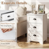 3 Drawers End Storage Wood Side Nightstand-Black