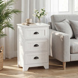 3 Drawers End Storage Wood Side Nightstand-Black